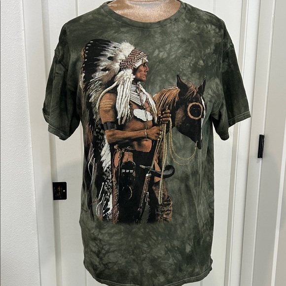 1997 Vintage The Mountain Native American Indian On Horse T-Shirt Size Large